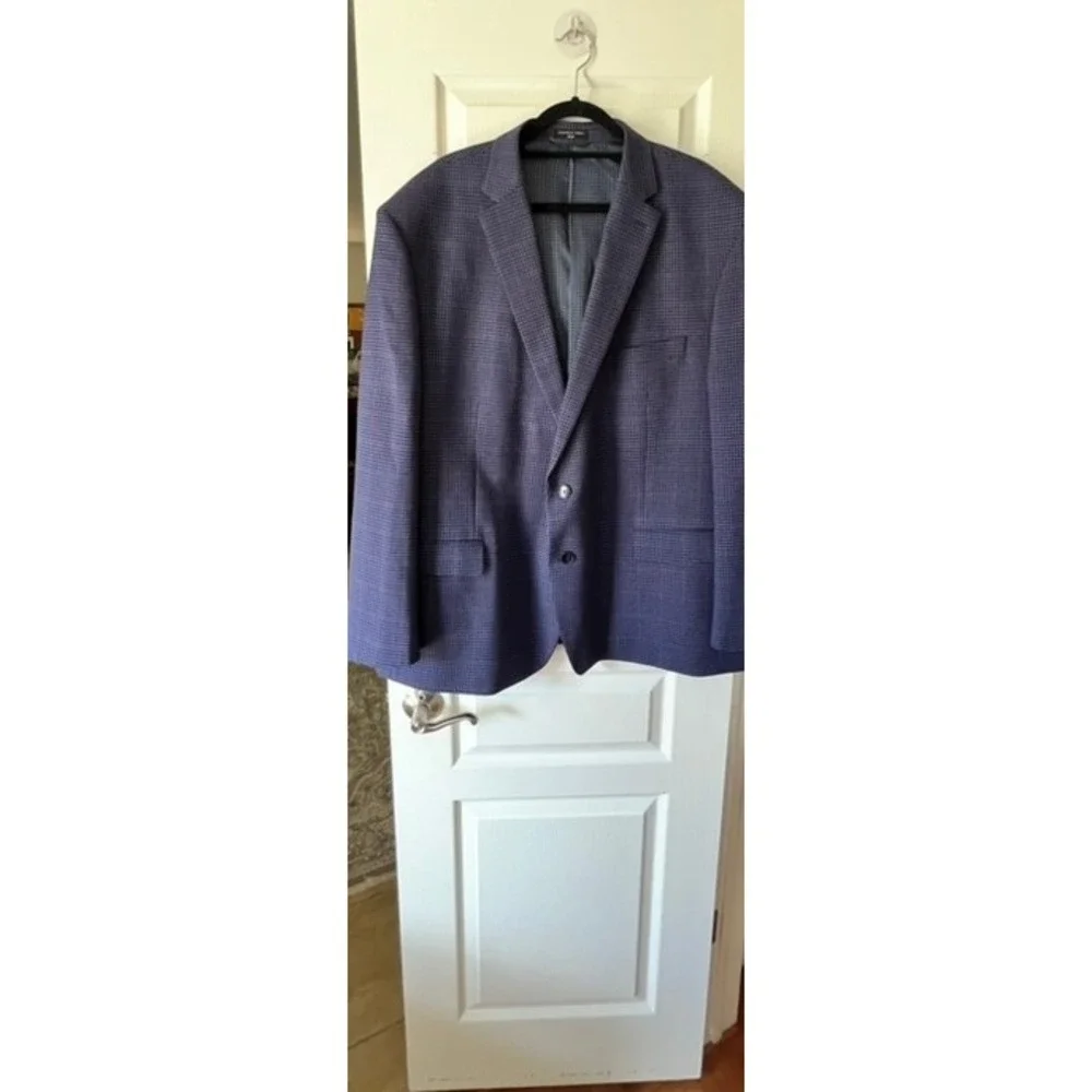 Shaquille‎ O'Neal XLG Blue Burgundy Houndstooth Blazer Sport Coat Men's Size XLG